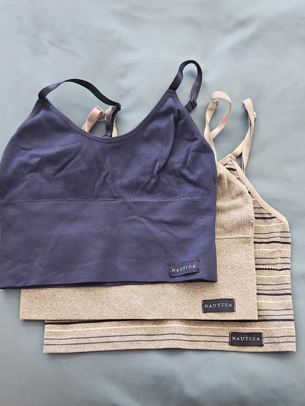 Nautica Seamless Bralette Trio in Navy and Gray Tones